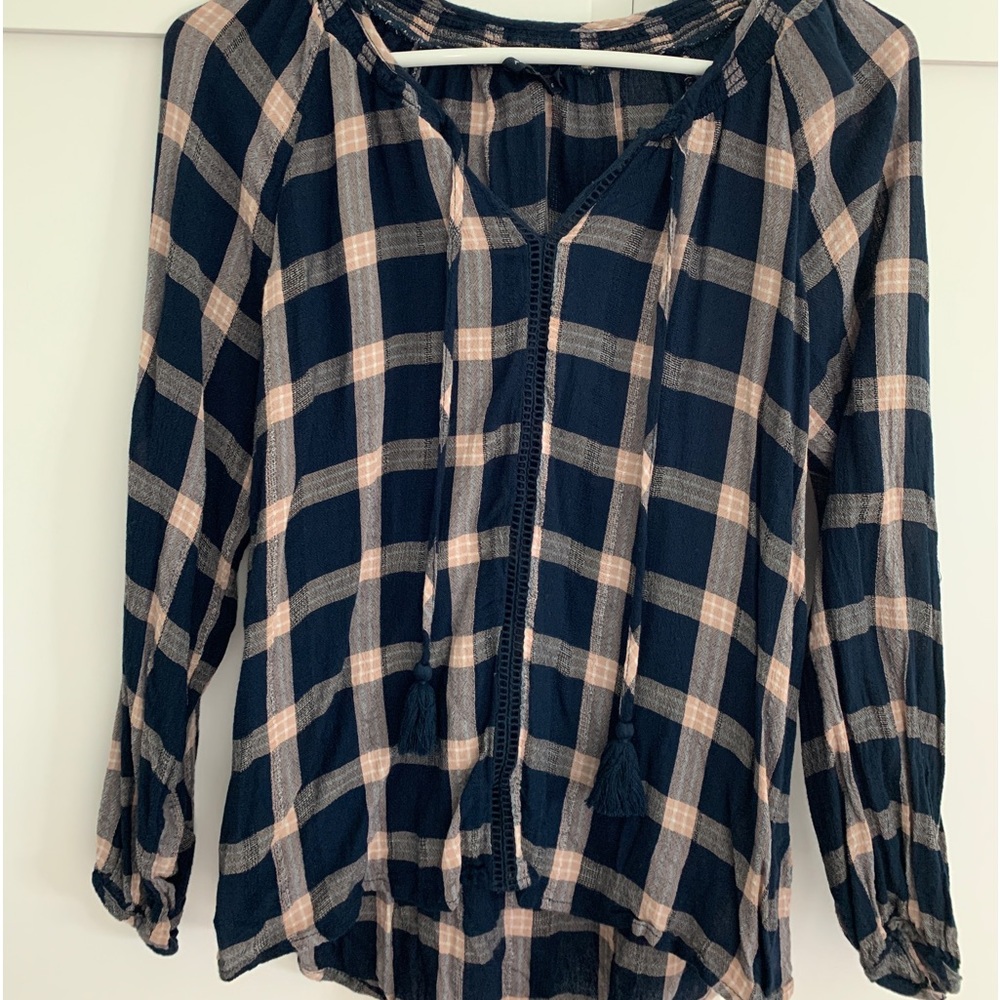 American Eagle Flannel Print Blouse